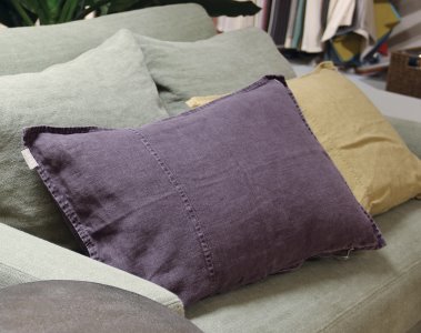 HOUSSE MAUVE EN LIN POUR COUSSIN 40X60CM HOUSSE MAUVE EN LIN POUR COUSSIN 40X60CM