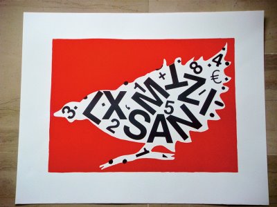 LITHOGRAPHIE MAS "POULE LETTRÉE" 50X40 CM LITHOGRAPHIE MAS "POULE LETTRÉE" 50X40 CM
